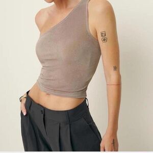 Reformation Women's Grey and Brown Crop-top